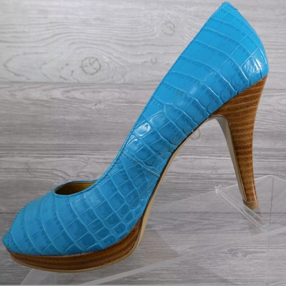 Nine West Croc Pattern Leather Heels 6.5M - Picture 4 of 8